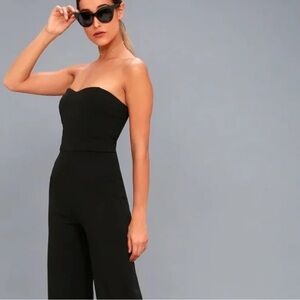 Lulu's Chic Black Strapless Jumpsuit